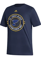 Adidas St Louis Blues Navy Blue Fresh Short Sleeve T Shirt