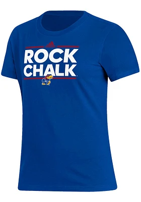 Adidas Kansas Jayhawks Womens Blue Essential Fresh Short Sleeve T-Shirt