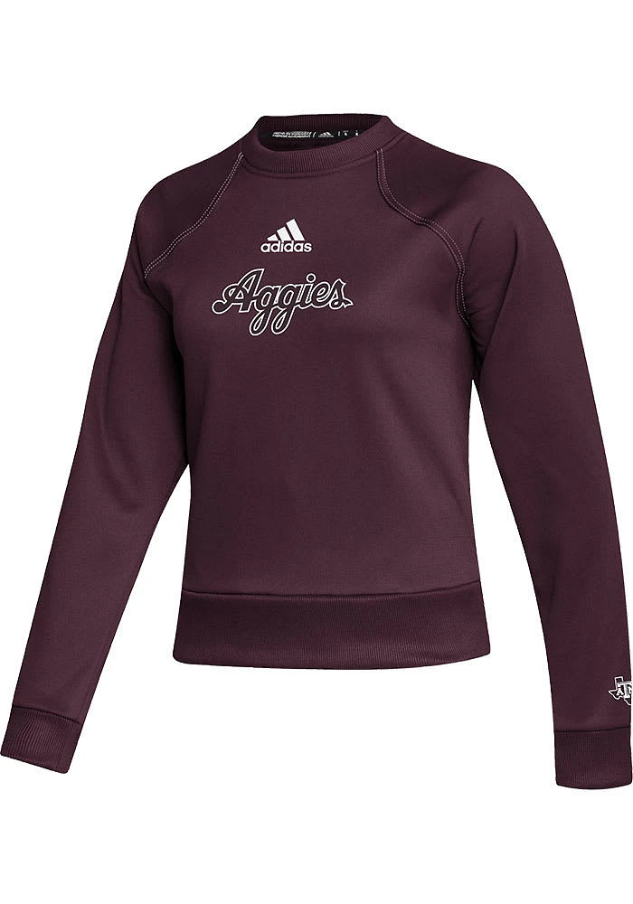 Adidas Texas A&M Aggies Womens Maroon Stadium Crew Sweatshirt