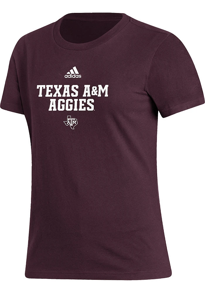 Adidas Texas A&M Aggies Womens Maroon Essential Fresh Short Sleeve T-Shirt