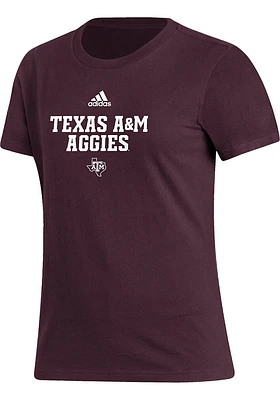 Adidas Texas A&M Aggies Womens Maroon Essential Fresh Short Sleeve T-Shirt