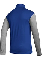 Adidas Kansas Jayhawks Mens Blue Team Issue Long Sleeve Qtr Zip Pullover