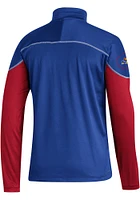 Adidas Kansas Jayhawks Mens Blue Stadium Snap Long Sleeve Qtr Zip Pullover