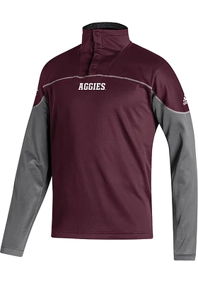 Adidas Texas A&M Aggies Mens Maroon Stadium Snap Long Sleeve Qtr Zip Pullover