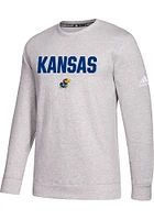 Adidas Kansas Jayhawks Mens Grey Depth Perception Long Sleeve Crew Sweatshirt