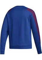 Adidas Kansas Jayhawks Mens Blue Three Stripe Long Sleeve Crew Sweatshirt