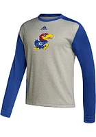 Adidas Kansas Jayhawks Mens Grey Locker Logo Long Sleeve Sweatshirt