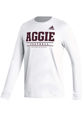 Adidas Texas A&M Aggies White Locker Football Practice Long Sleeve T-Shirt