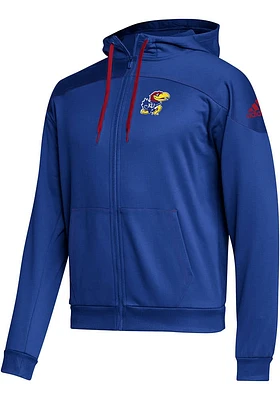 Adidas Kansas Jayhawks Mens Blue Stadium Long Sleeve Full Zip Jacket