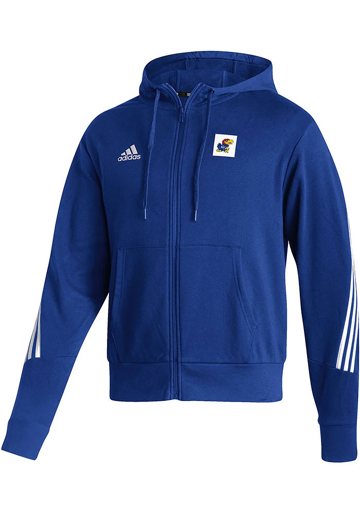 Adidas Kansas Jayhawks Mens Blue Fashion Long Sleeve Full Zip Jacket