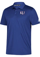 Adidas Kansas Jayhawks Mens Blue Stadium IGM Short Sleeve Polo
