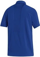 Adidas Kansas Jayhawks Mens Blue Stadium Coaches Short Sleeve Polo