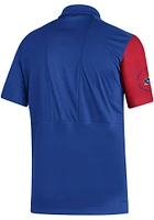 Adidas Kansas Jayhawks Mens Blue Stadium Training Short Sleeve Polo