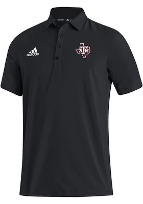 Adidas Texas A&M Aggies Mens Black Stadium Coaches Design Short Sleeve Polo