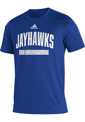 Adidas Kansas Jayhawks Blue Locker Fill Short Sleeve T Shirt