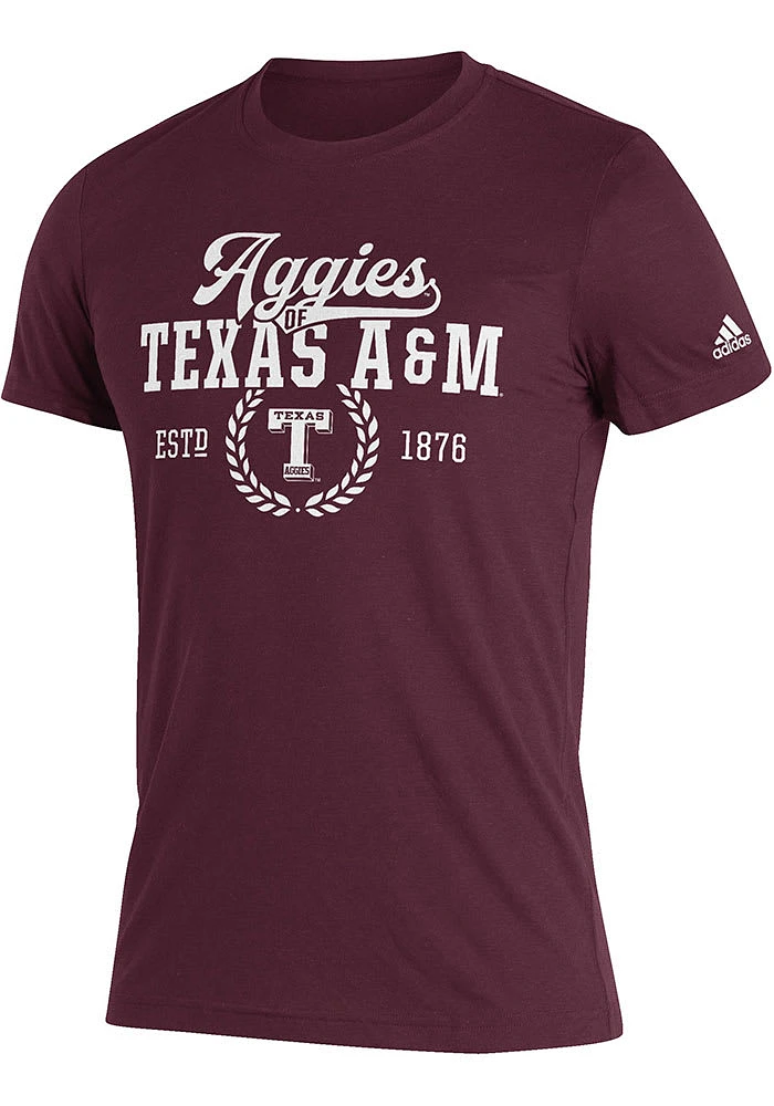 Adidas Texas A&M Aggies Maroon Second Semester Short Sleeve T Shirt