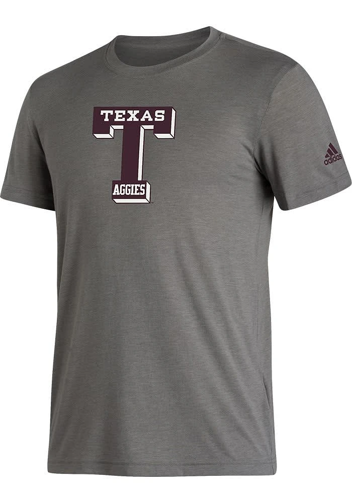 Adidas Texas A&M Aggies Charcoal Vault Blend Short Sleeve T Shirt