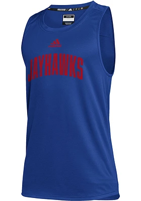 Adidas Kansas Jayhawks Mens Blue Stadium Short Sleeve Tank Top