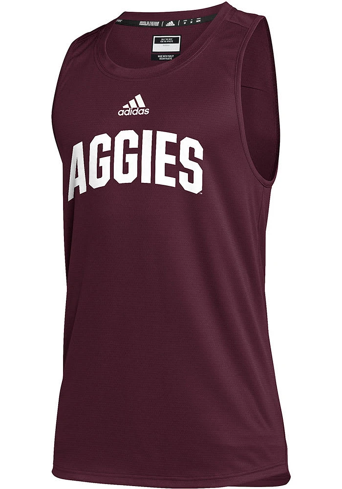 Adidas Texas A&M Aggies Mens Maroon Stadium Short Sleeve Tank Top