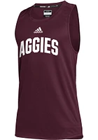Adidas Texas A&M Aggies Mens Maroon Stadium Short Sleeve Tank Top