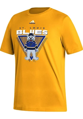 Adidas St Louis Blues Gold FRESH MASCOT Short Sleeve T Shirt