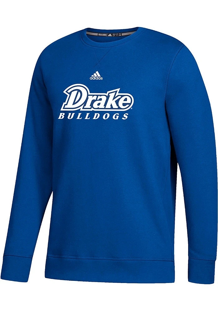 Adidas Drake Bulldogs Mens Blue Fleece Long Sleeve Crew Sweatshirt