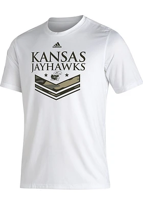 Adidas Kansas Jayhawks White Salute To Service Short Sleeve T Shirt
