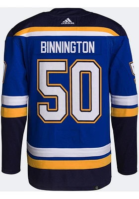 Adidas Jordan Binnington St Louis Blues Mens Blue HOME Hockey Jersey
