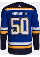 Adidas Jordan Binnington St Louis Blues Mens Blue HOME Hockey Jersey