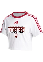 Adidas Indiana Hoosiers Womens White Three Stripes Crop Short Sleeve T-Shirt