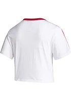 Adidas Indiana Hoosiers Womens White Three Stripes Crop Short Sleeve T-Shirt
