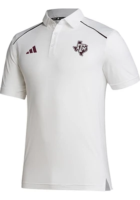 Adidas Texas A&M Aggies Mens White Primary Logo Short Sleeve Polo