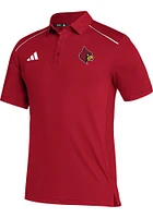 Adidas Louisville Cardinals Mens Red Primary Logo Short Sleeve Polo