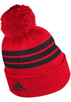 Adidas Chicago Blackhawks Red 3 Stripe Cuffed Pom Mens Knit Hat