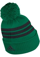 Adidas Dallas Stars Black 3 Stripe Cuffed Pom Mens Knit Hat