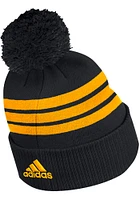 Adidas Pittsburgh Penguins Black 3 Stripe Cuffed Pom Mens Knit Hat