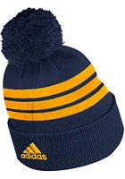 Adidas St Louis Blues Blue 3 Stripe Cuffed Pom Mens Knit Hat