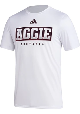 Adidas Texas A&M Aggies White Locker Practice Football Short Sleeve T Shirt