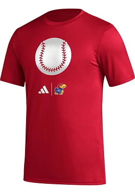 Adidas Kansas Jayhawks Red Locker Spray Softball Short Sleeve T Shirt