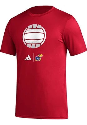 Adidas Kansas Jayhawks Red Locker Spray Volleyball Short Sleeve T Shirt