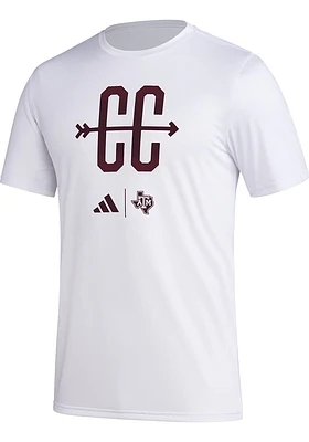 Adidas Texas A&M Aggies White Locker Spray Cross Country Short Sleeve T Shirt