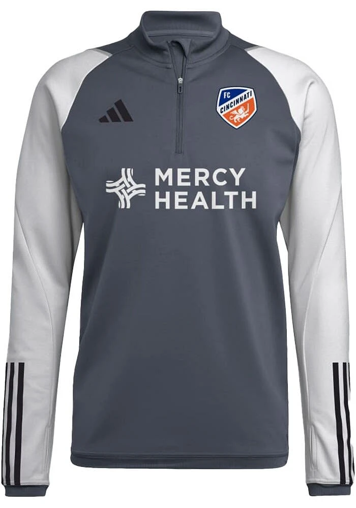 Adidas FC Cincinnati Mens Grey Tiro Long Sleeve 1/4 Zip Pullover