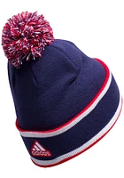 Adidas Columbus Blue Jackets Navy Blue Team Stripe Cuffed Pom Mens Knit Hat