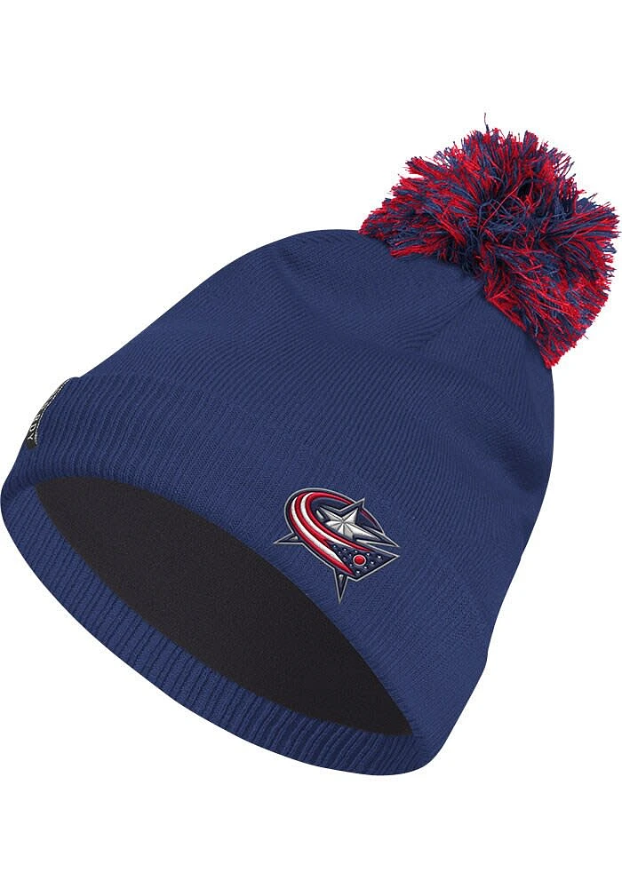 Adidas Columbus Blue Jackets Blue Cuffed Pom Mens Knit Hat