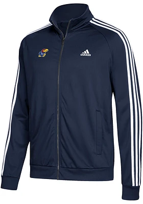 Adidas Kansas Jayhawks Mens Navy Blue 3 Stripe Track Jacket