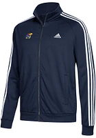 Adidas Kansas Jayhawks Mens Navy Blue 3 Stripe Track Jacket