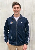 Adidas Kansas Jayhawks Mens Navy Blue 3 Stripe Track Jacket