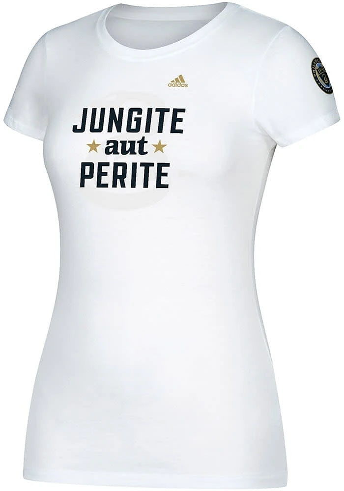 Adidas Philadelphia Union Womens White Jersey Hook Short Sleeve T-Shirt
