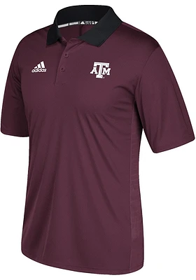 Adidas Texas A&M Aggies Mens Maroon Sideline Coaches Short Sleeve Polo