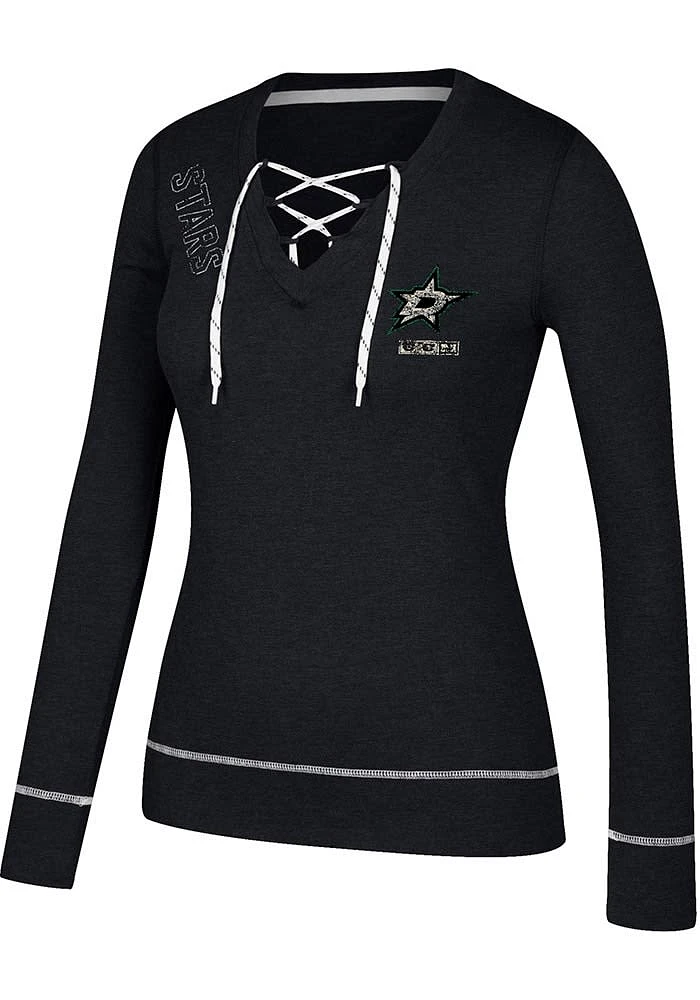 Adidas Dallas Stars Womens Black CCM Well Matched LS Tee
